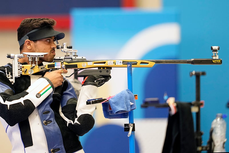 Swapnil Kusale Paris Olympics 2024 Shooting AP Photo